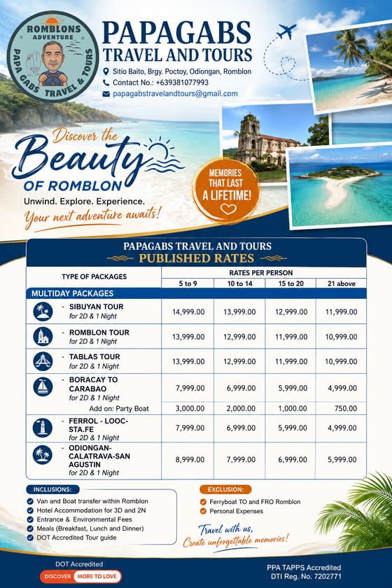 Multiday Package Rates rate card